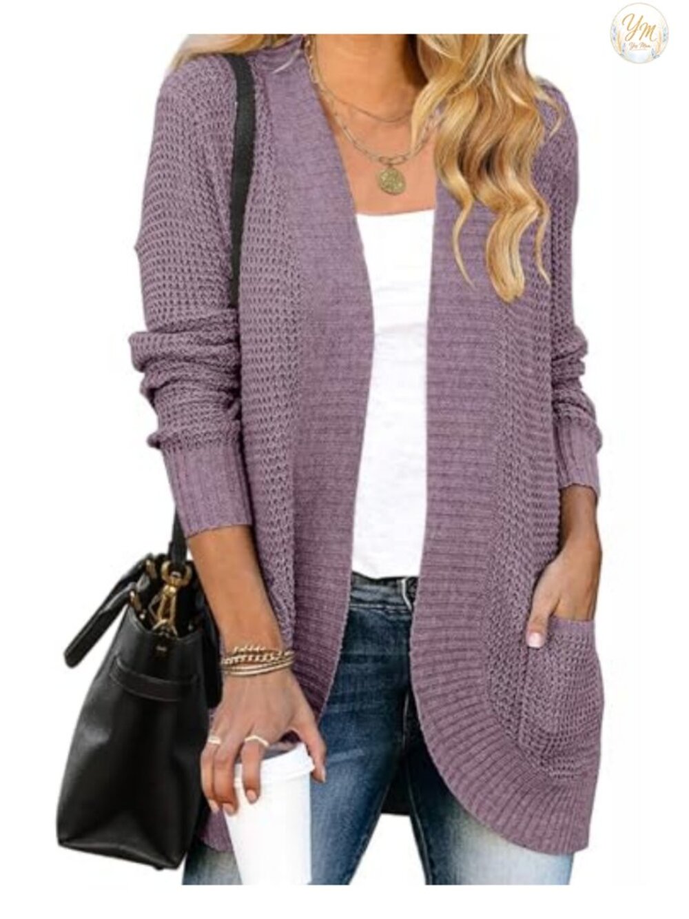 Open Front Cardigan Loose Fit Long Sleeve Knit Sweater Cocoon Style